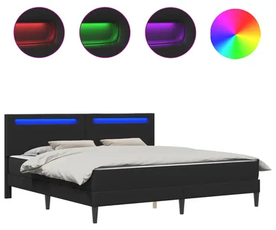 Produktbild von vidaXL Bettrahmen mit LED-Lichtleisten Schwarz 180 x 200 cm Kunstleder
