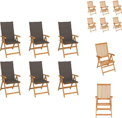 Produktbild von vidaXL Gartenstühle 6 Stk. mit Taupe Kissen Massivholz Teak -  Gartenstühle