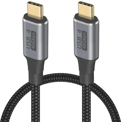 Zdjęcie produktu dla Kabel USB-C do USB-C, 40 Gbps, z wyjściem wideo 8K - nylonowy oplot i szybkie ładowanie 100W - 50 cm