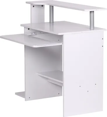 Image de Wohnling Table informatique Dennis BlancReproduction avec beaucoup de rangement ; WL1.153