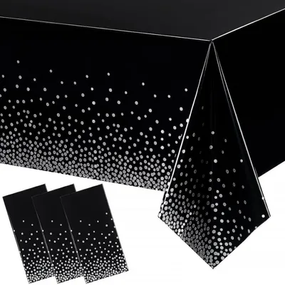 Produktbild von Mehrweg Tischdecke Schwarz 3 Stück 274x137cm Wasserfest Rechteckig
