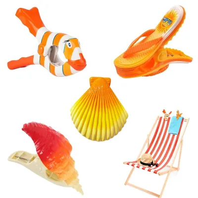 Strandhandtuchclips, 4 Stück, groß, orange, Kunststoff, für Liegestühle