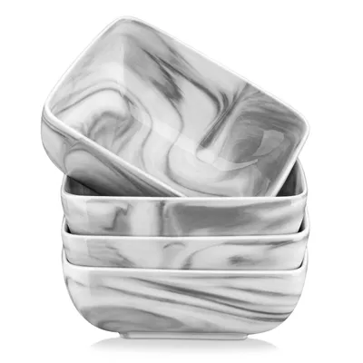 Obrázek produktu pro MALACASA, série IVY, 4dílná sada porcelánových misek miska na cereálie miska na dezertní misky miska na rýži 6 palců pro 4 osoby, mramor