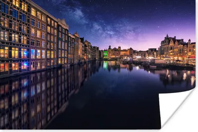 Produktbild von MuchoWow® Poster Amsterdam - Grachtenhäuser - Nacht - Dämmerung - Gracht 60x40 cm - Schlafzimmerdekoration