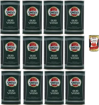 Produktbild von Sasso Olio Extra vergine D'oliva Natives Olive Olivenöl 12x 500ml 100% Italienisch, Extra virgin oil + Italian Gourmet polpa 400g