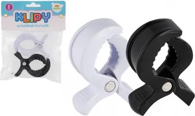Obrázek produktu pro Klipy 2ks plast 7,5x5cm na kočárek černo-bílé