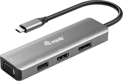 Immagine prodotto di Equipaggiare l'adattatore USB-C -> HDMI/DisplayPort/VGA 4K/1080P/60Hz gr