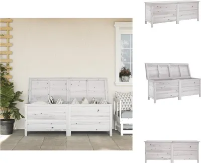 Produktbild von vidaXL Gartentruhe Weiß 150x50x56,5 cm Massivholz Tanne - Gartenboxen