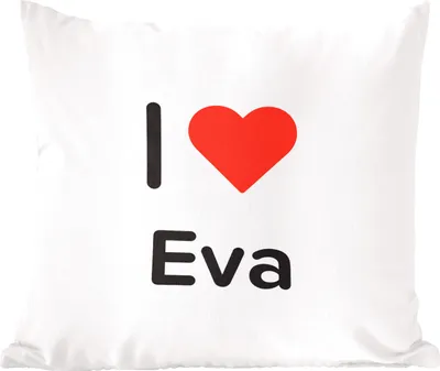 Produktbild von MuchoWow® Zierkissen Sofakissen Wohnzimmer Dekokissen 50x50 cm Ich liebe - Eva - Mädchen - Komfort - Sofakissen