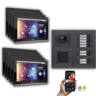Produktbild von Goliath IP Video Türsprechanlage: 10-Zoll 9 Familienhaus, Zahlencode,Anthrazit  : 10 Zoll Schwarz : Unterputzdose Monitor Farbe: 10 Zoll Schwarz Montage: Unterputzdose