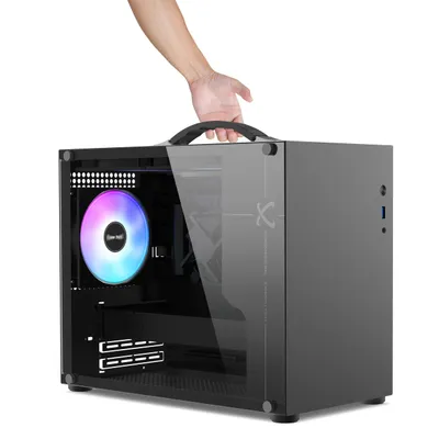 Zdjęcie produktu dla Przenośna Obudowa komputerowa PC Gaming Micro ATX, 3x Wentylatory aRGB