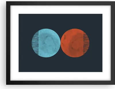 Produktbild von Gerahmtes Poster - Schwarzer Rahmen - Abstraktion Blau Rot - 40x30 cm - Wand Bild - Wanddeko - Wandbilder - Kunstposter - Wandposter - Bilderrahmen - Bilder - Kunstdruck - P2BAA40x30-4720