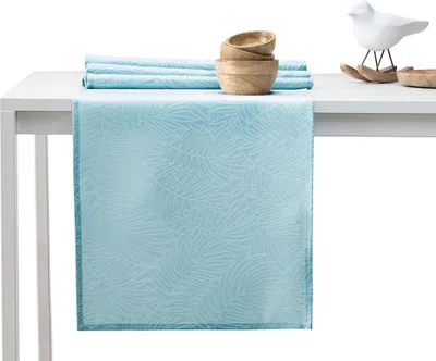 Zdjęcie produktu dla Zestaw obrus + bieżnik plamoodporny GAIA 115x300 + 35x300 błękitny AmeliaHome