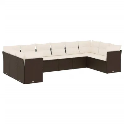 Produktbild von 10-tlg. Garten-Sofagarnitur mit Kissen Braun Poly Rattan