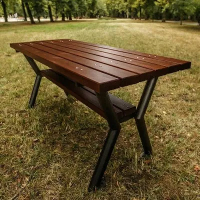 Immagine prodotto di REKORD Gladiator – tavolo da giardino in palissandro, 170x65x4 cm; tavolo da esterno in acciaio e legno resistente alle intemperie; robusto tavolo da terrazza