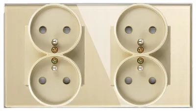Produktbild von DC Smart Home Glassteckdose Unterputz Doppel Gold 2F