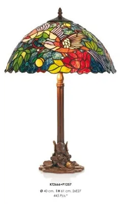 Produktbild von Handgefertigte Tiffany Hockerleuchte Tischleuchte Höhe 61 cm, Durchmesser 40 cm - Leuchte Lampe