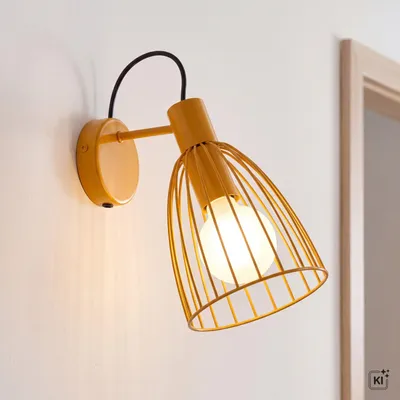 Produktbild von Kinder Wandstrahler Ockergelb Metall E27 flexibel B:15 cm Kinderzimmer Wandlampe, KI-generiertes Bild