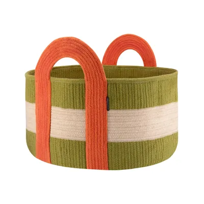 Produktbild von REMEMBER Aufbewahrungskorb COLOMBO aus Baumwolle Green – Ø 50 × 40 cm, 37 Liter, mit Tragegriffen