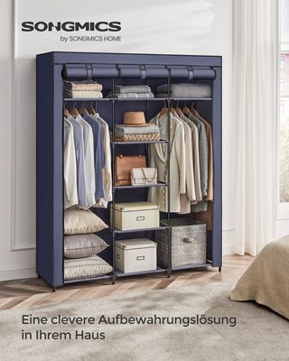 SONGMICS Kleiderschrank faltbare Garderobe mit Kleiderstangen
