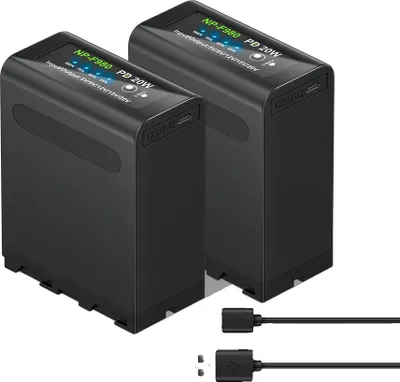 Image de Batterie pour appareil photo, capacité 10800 mAh, recharge rapide Type-C, 2 batteries
