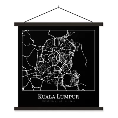Produktbild von MuchoWow® Textilposter Stadtplan - Kuala Lumpur - Karte - Stadtplan 40x40 cm mit schwarzem Rahmen - Fotos