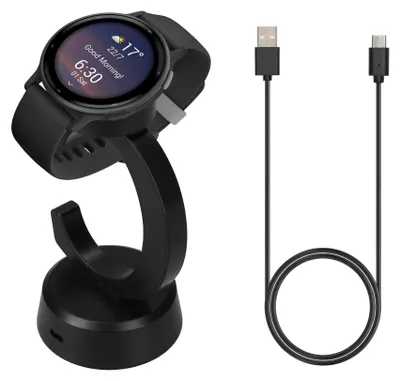 Produktbild von kwmobile USB Ladegerät kompatibel mit Garmin Vivoactive 6 / Vivoactive 5 / Forerunner 55 255 165 965 - USB Kabel Charger Stand - Smart Watch