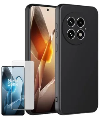 Produktbild von Für OnePlus 13 Silikon TPU Case Schwarz + Curved H9 Glas Folie Handy Hülle Schutz