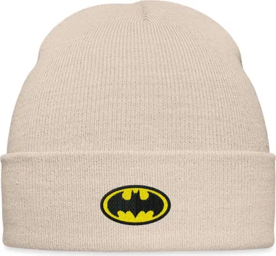 Produktbild von Spreadshirt DC Comics Batman Original Logo Stick Bestickte Wintermütze, One size, Beige