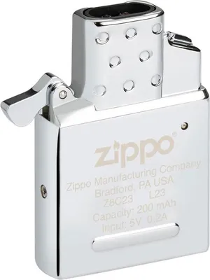 A close-up studio shot of a Zippo USB-C lighter insert.