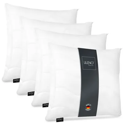Produktbild von LILENO HOME Kopfkissen 60x60 cm [4er Set] als Kissen-Füllung - Bett oder Deko Kissen mit Reißverschluss zum Anpassen - Waschbar bis 95° - Sofa-Kissen & Zierkissen für Couch / Bett