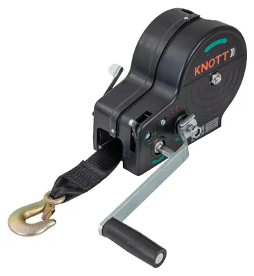 Produktbild von KNOTT Manuelle Seilwinde 900kg Handseilwinde mit 7m Gurtband für Bootsanhänger