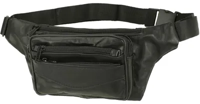 Produktbild von Herren Gürteltasche Bauchtasche Echt Leder Schwarz Hüfttasche Crossbody Bag mit vielen Reißverschlussfächern verstellbarem Gurt für Reise Urlaub Freizeit Alltag