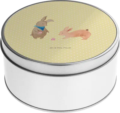 Produktbild von Mr. & Mrs. Panda Erinnerungsbox Hasen Muschel - Gelb Pastell - Geschenk, Strand, Meer, Bruder, Urlaub, Ferien, Vorratsdosen, Blechdose, keksdosen, Keksdose