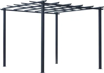 Image de Outsunny Pergola autoportante Style Contemporain - Toit terrasse à décorer - dim. 3L x 3l x 2,3H m - métal époxy anticorrosion Noir