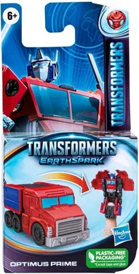 The image shows the packaging of a Transformers Earthspark Optimus Prime action figure.