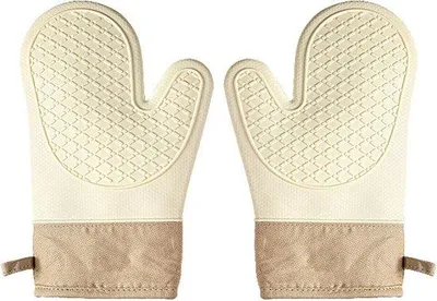 Imagen del producto de Guantes de cocina de silicona, resistentes al calor, de 28 x 18 cm, color beige