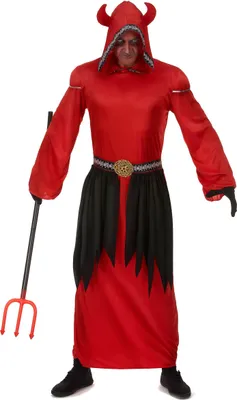 Produktbild von Langes Teufel-Herrenkostüm Dämon rot-schwarz - L