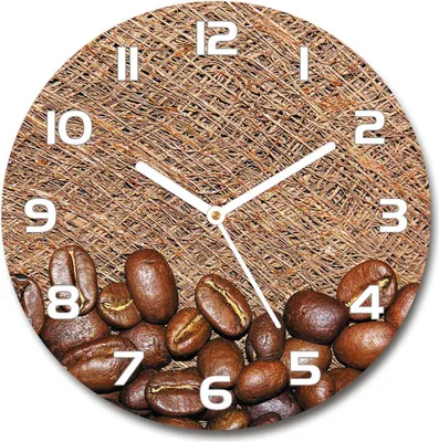 Produktbild von Wanduhr aus Glas 30fi Glasbild Glasuhr Gehärtetes Glas - weisse-zeiger - Coffee beans