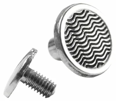 10 Metall Schraubnieten, silbern, 11.5x4x6-7mm - Gürtel Buch Nieten
