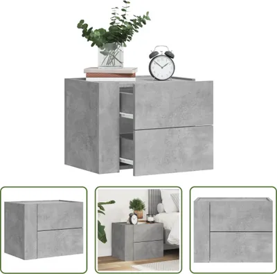 Image de The Living Store Table de nuit murale gris béton 45x30x35 cm