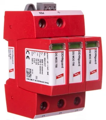 Produktbild von Überspannungsableiter Typ T2 3P 15 kA 3 kV (Varistor-Nennspannung UMov = 750 V AC, bis IT 500) DEHNguard M WE 600 FM 95