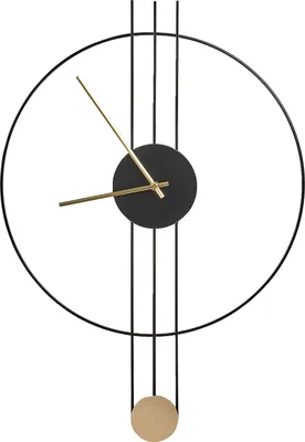 Produktbild von BELIANI Wanduhr Schwarz u. Gold Metall Rund ø44 cm mit Pendel Zeigern Batteriebetrieben ohne Zifferblatt Zahlen Indizes Sekundenzähler Modern Pendeluhr