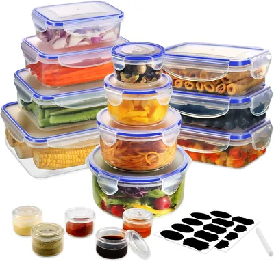 Image de YASHE Boîte Conservation Alimentaire 32 Pièces, Sans BPA Boîte Alimentaire Set, 100% Étanche, Noir