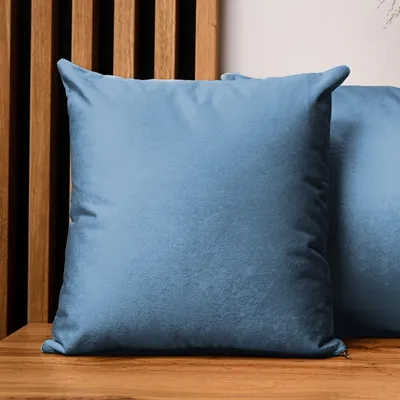 Obrázek produktu pro MG Design, sada 2 povlaků na polštáře, 55 x 55 cm, modré barvy - s zipem, sametově měkké, jemné a husté, snadno se udržují