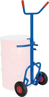Produktbild von Fasskarre f. 200 Liter Stahlfässer,pannensichere Reifen, BxH 648 x 1069-1480 mm höhenverstellbar, Tragkraft 250 kg