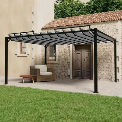 Produktbild von The Living Store Pavillon mit Lamellendach 3x4 m Anthrazit Stoff und Aluminium