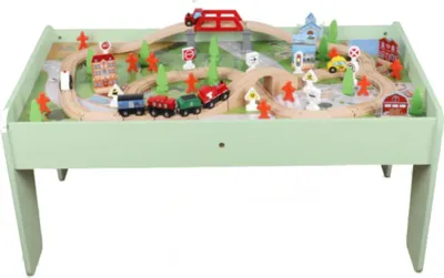 Produktbild von Coemo Spieltisch mit Holzeisenbahn 90-tlg Multifunktionstisch für Kinder
