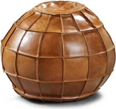 Immagine prodotto di Casa Padrino sgabello in pelle marrone Ø 60 cm - Sgabello rotondo in vera pelle - Poggiapiedi - Mobili da salotto