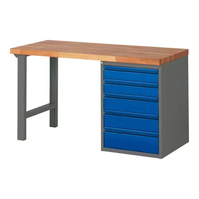 Produktbild von STIER Werkbank Premium mit 5 Schubladen BxTxH 1500x700x890mm anthrazitmetall / RAL5010